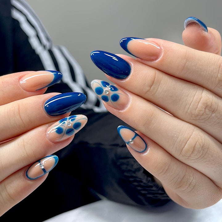 Artistic Floral Gel Nail Extensions Bowlift