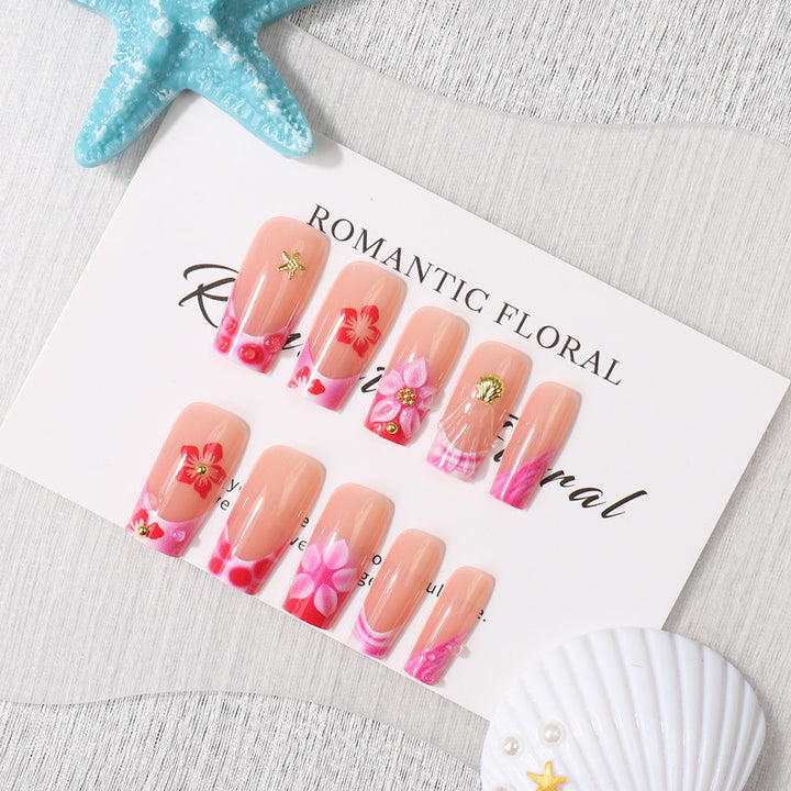 Romantic Floral Press-On Nail Design Bowlift