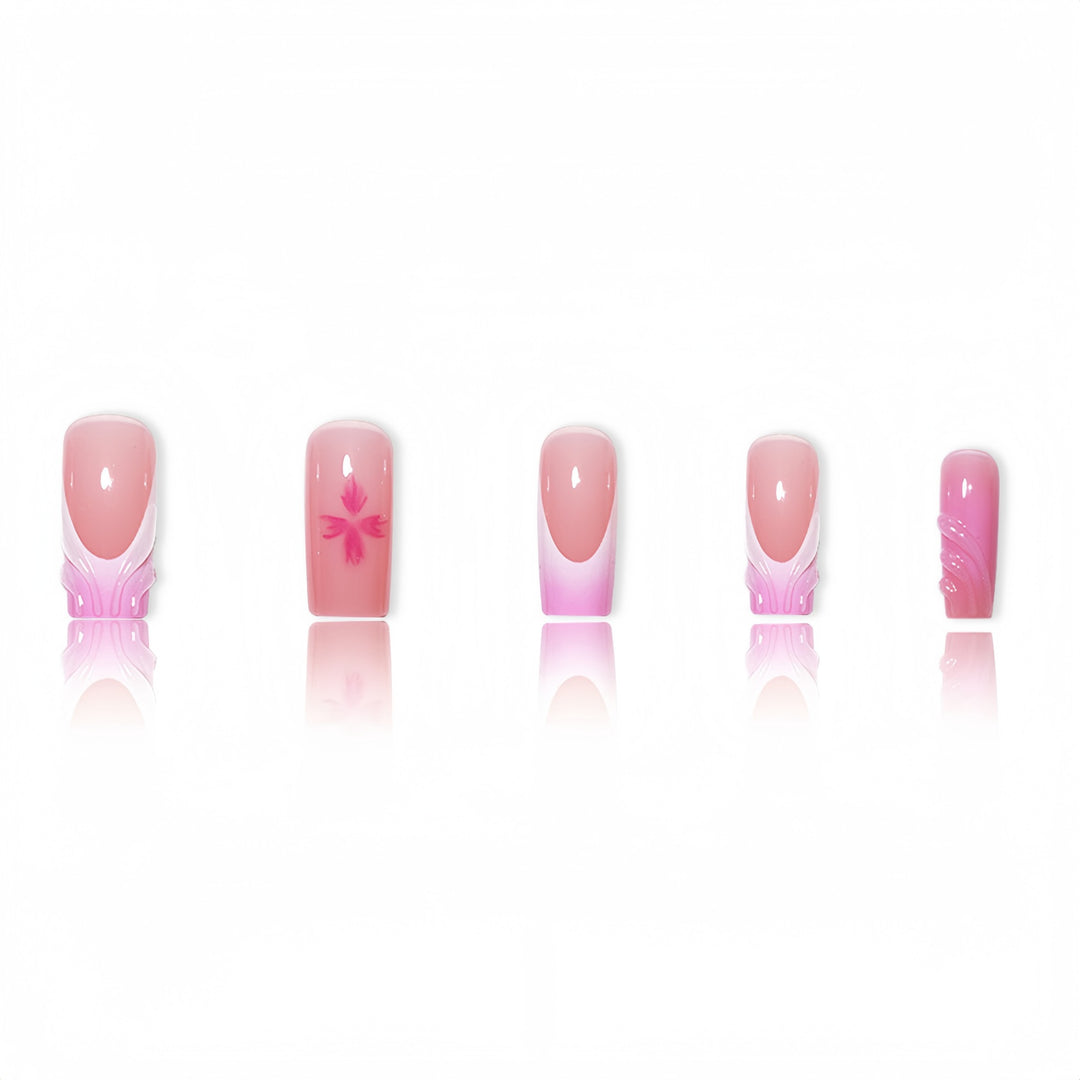 Floral Decorative Press-On Nails with 3D Accents Bowlift