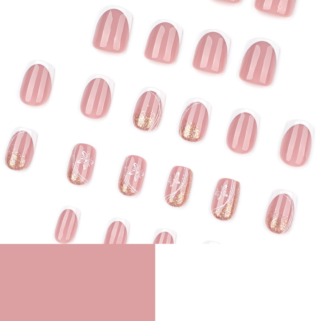 Elegant Nail Extensions with Glitter and Flower Patterns Bowlift