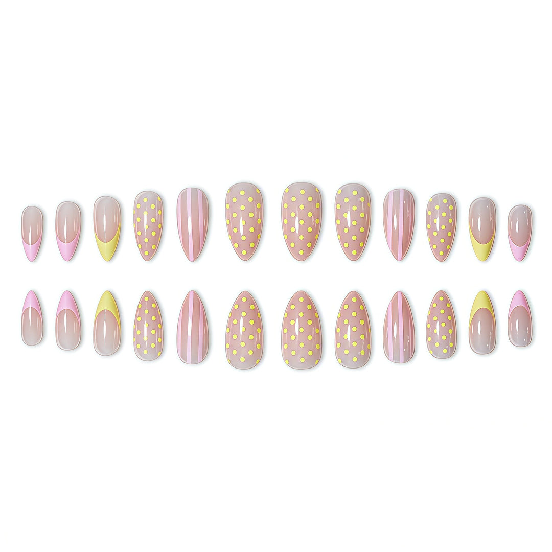 Decorative Polka Dot and Gradient Press-On Nails Bowlift