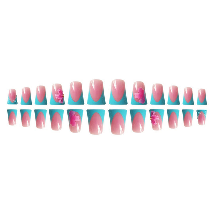 Artistic Press-On Nail Extensions with Floral Accents Bowlift
