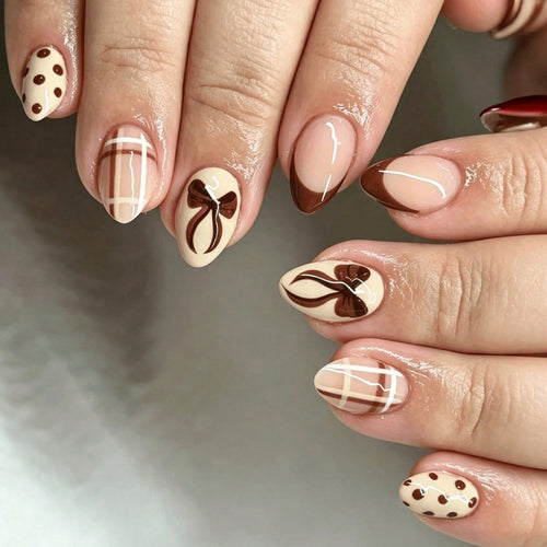 Artistic Nail Tips with Bow Design Bowlift