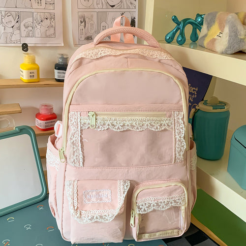 Cute Lace-Trimmed School Backpack