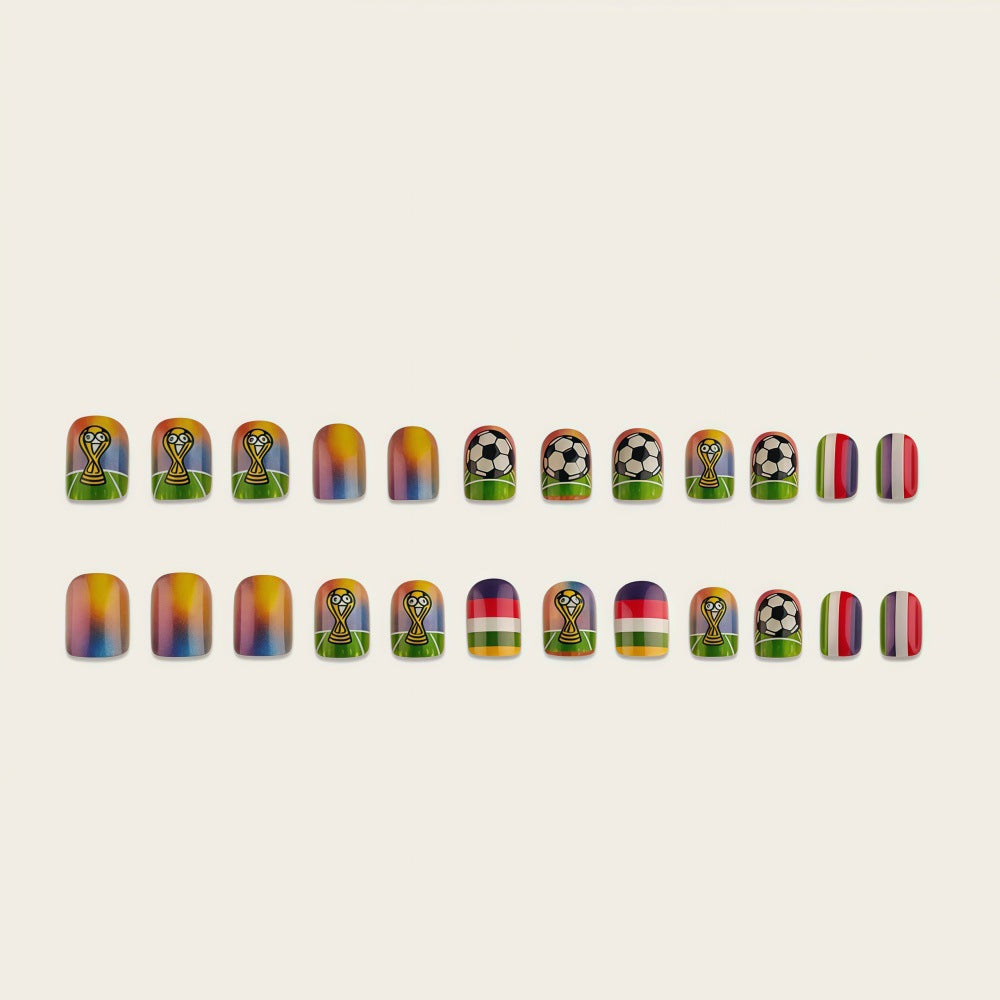 Artificial nails with soccer motif and glitter effects Bowlift