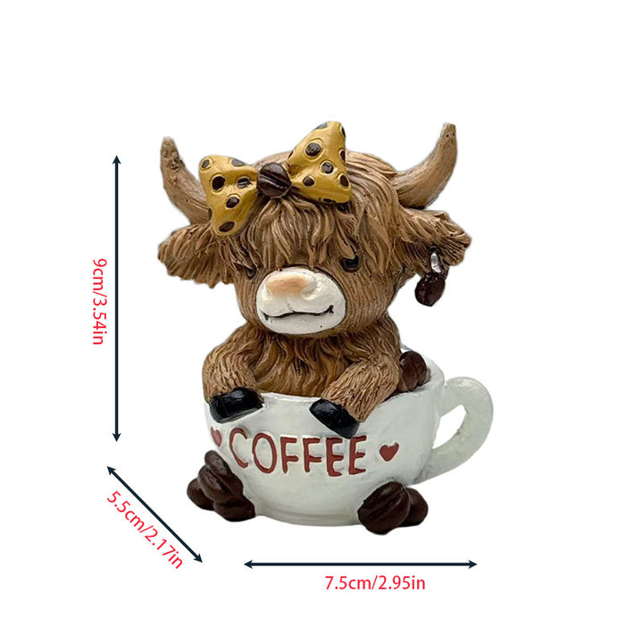 Decorative figure of a Highland cow with accessories Bowlift