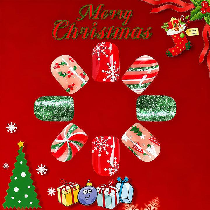 Artificial nail set with festive Christmas design and creative motifs Bowlift 1788236745
