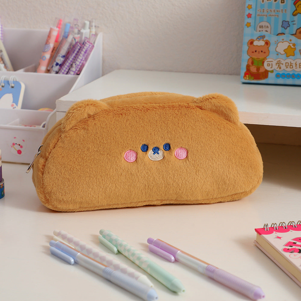 Cute Bear-Shaped Plush Pencil Case Bowlift