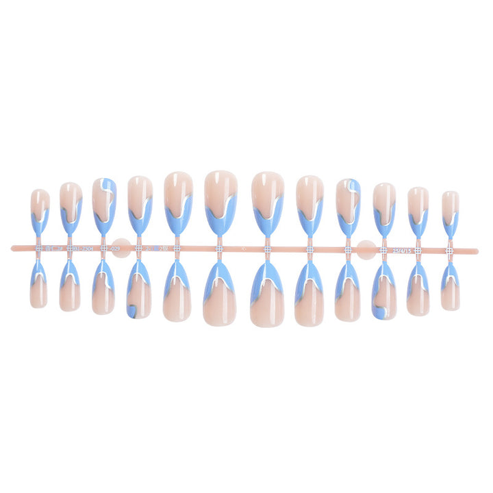 Artistic Press-On Nail Set with Modern Abstract Design Bowlift
