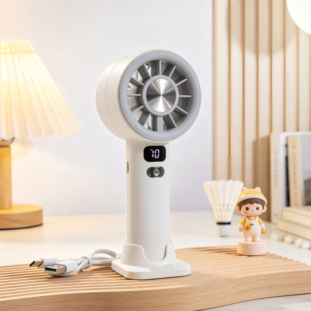 Women's portable hand fan with digital speed display Bowlift
