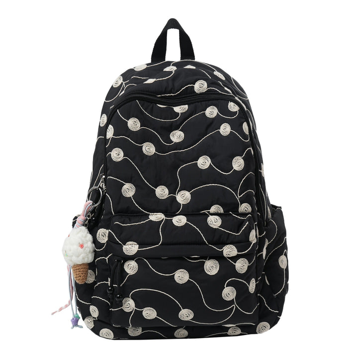 Quilted Embroidered Backpack