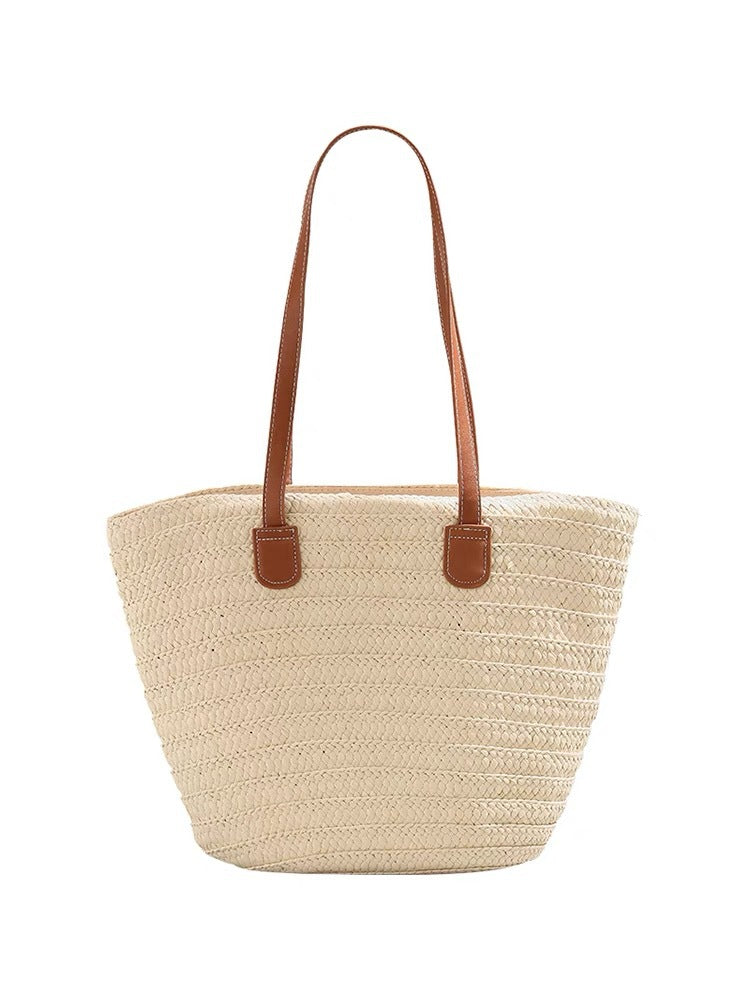 Stylish basket bag with leather handles Bowlift