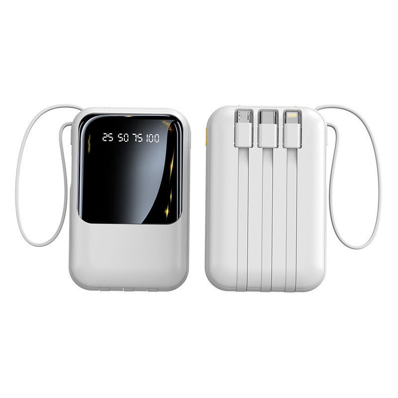 Portable power bank with integrated multifunctional cable system and digital display Bowlift