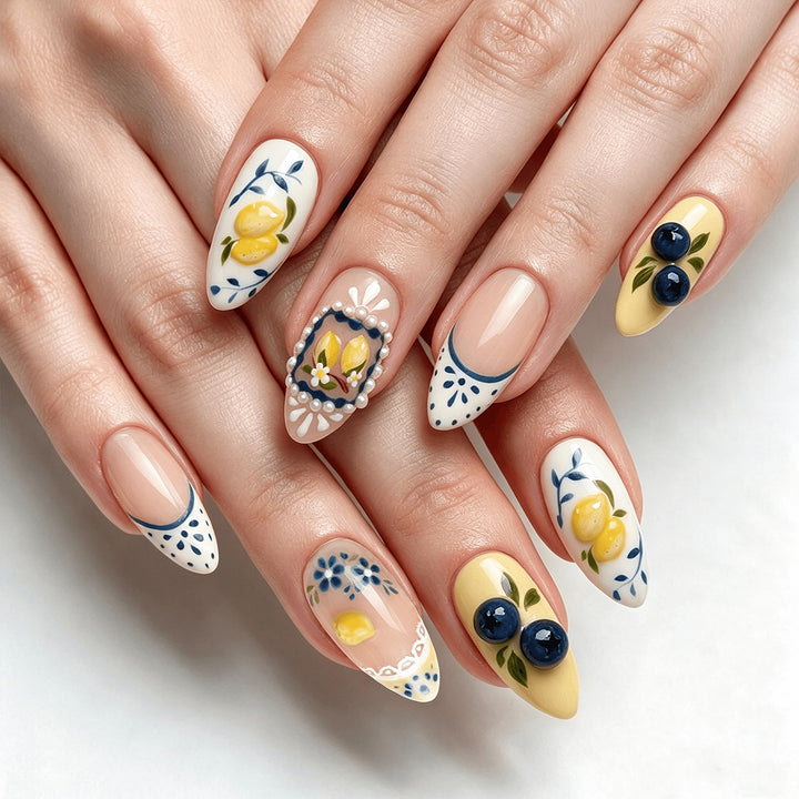 Artistic Nail Extensions with Fruity Designs Bowlift