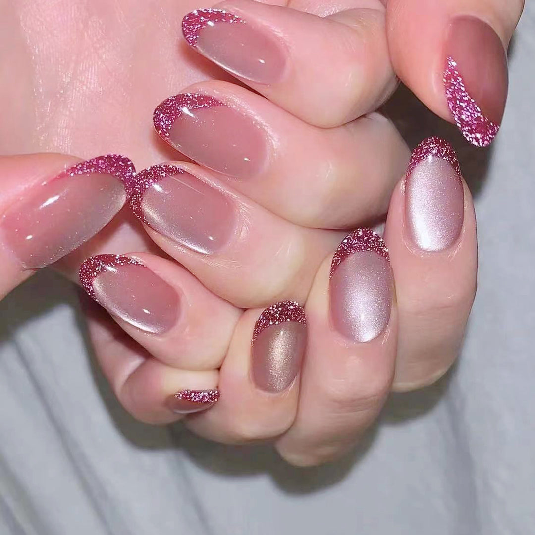 Glamorous Glitter French Tip Nail Art Bowlift