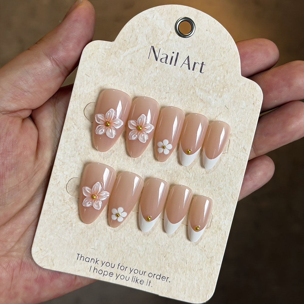 Floral Art Press-On Nail Design Bowlift
