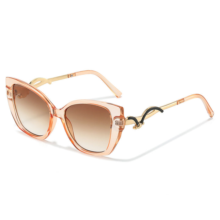 Oversized Geometric Cat-Eye Sunglasses with Gold Accents Bowlift