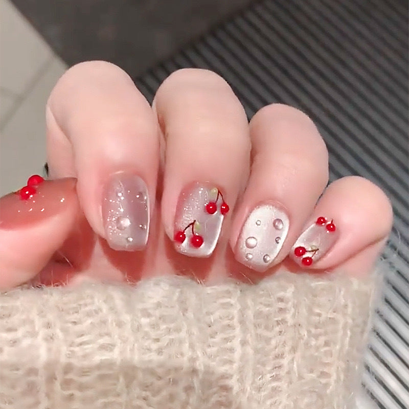 Cherry Blossom Themed Press-On Nail Art Bowlift