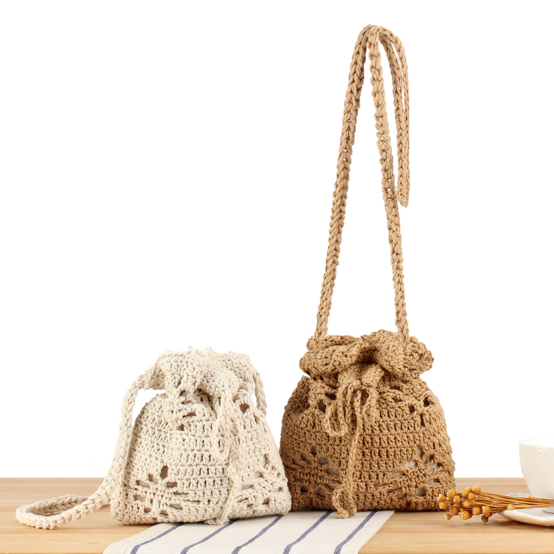 Handmade crochet shoulder bag with floral design Bowlift