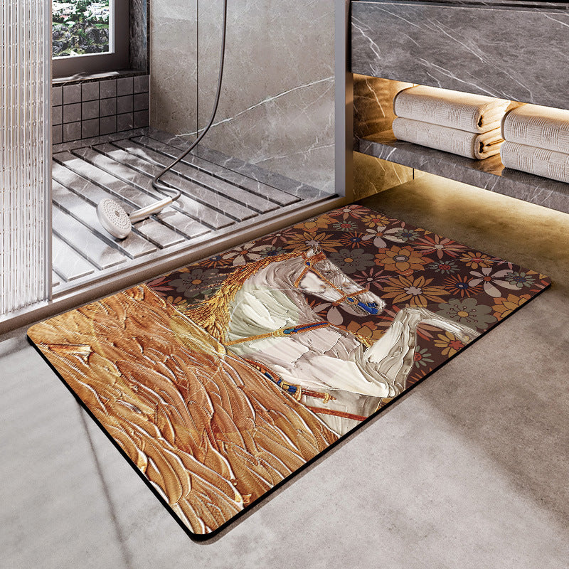 Artistic Horse-Themed Bath Mat Bowlift