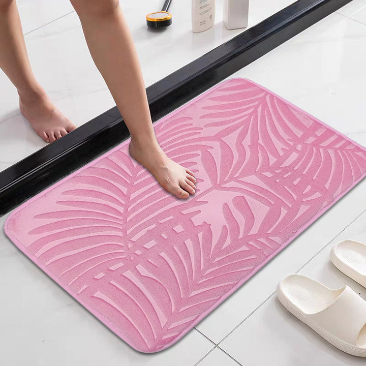 Tropical Leaf Design Memory Foam Bath Mat Bowlift