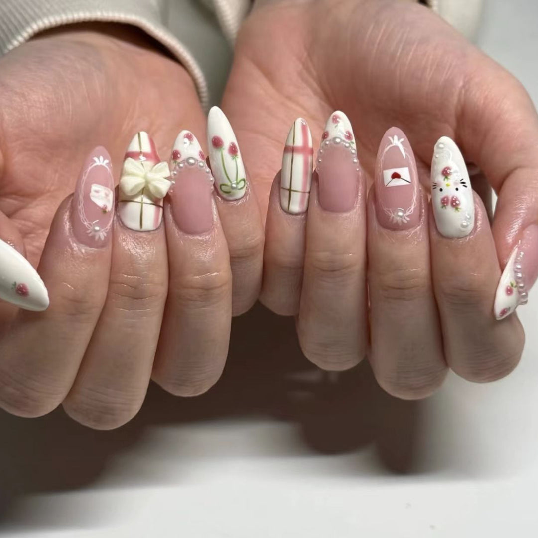 Artistic Decorative Press-On Nail Set Bowlift