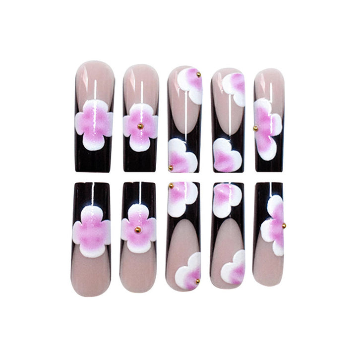 Floral-Embellished Long Press-On Nails Bowlift