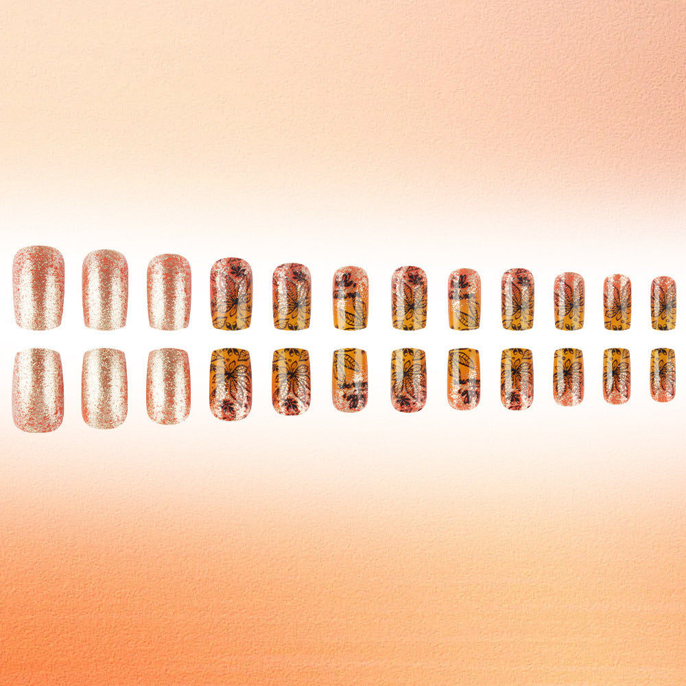 Artistic Leaf Design Press-On Nails Bowlift