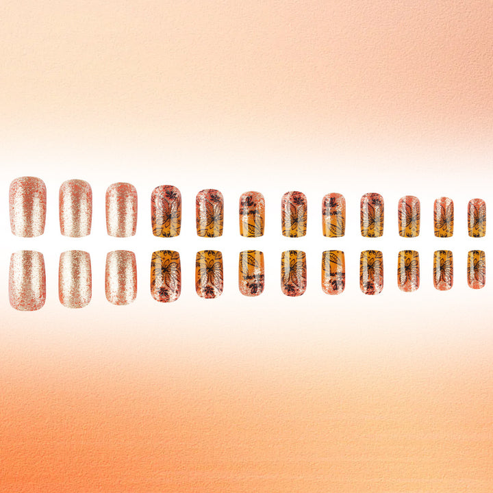 Artistic Leaf Design Press-On Nails Bowlift