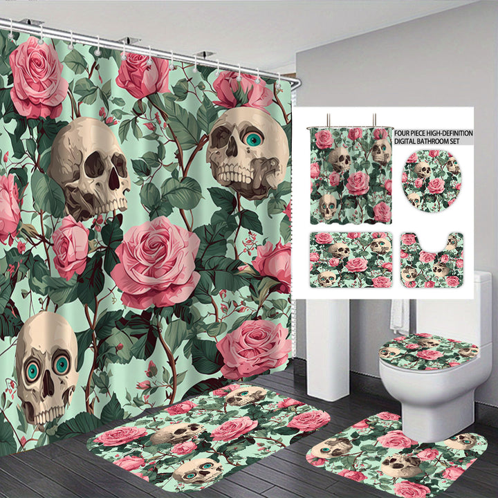 Artistic Skull Themed Bathroom Set Bowlift