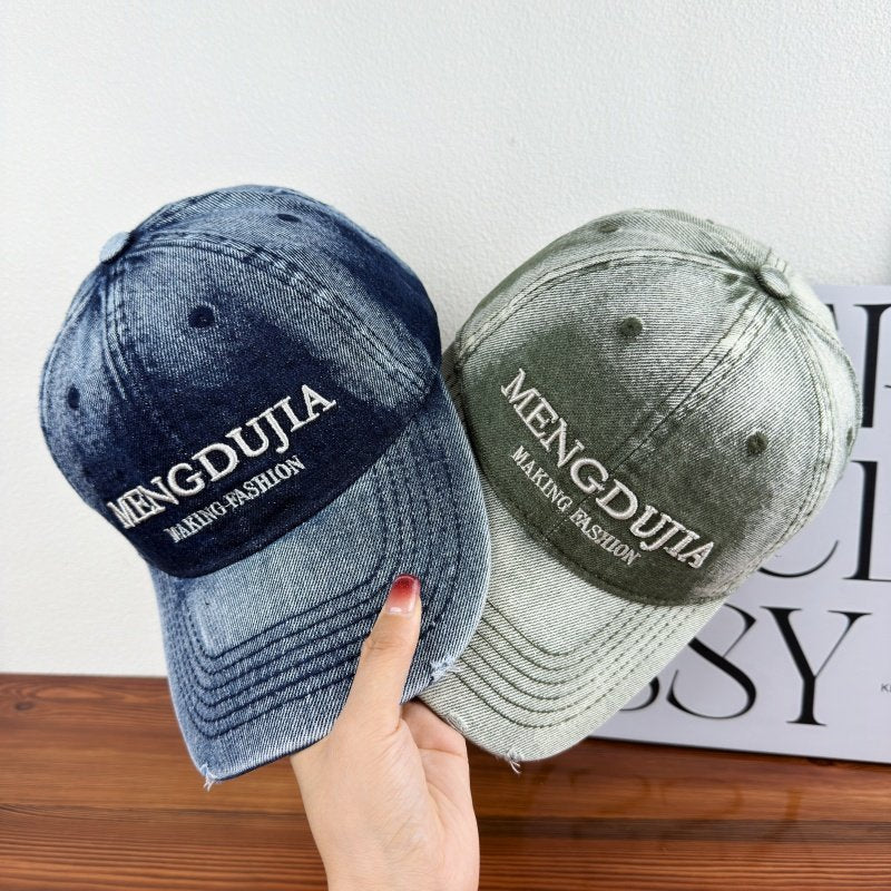 Men's Distressed Denim Baseball Cap Bowlift 1784270408