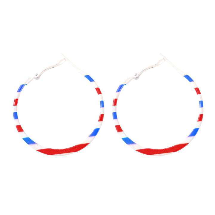 Ladies enamel earrings horseshoe with star stripe motif Bowlift