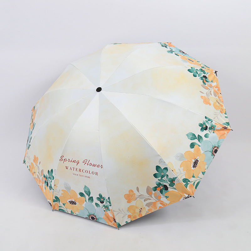 Women's Folding Umbrella with Floral Design Bowlift