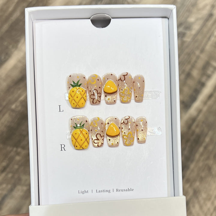 Tropical Fruit-Themed Press-On Nail Set Bowlift