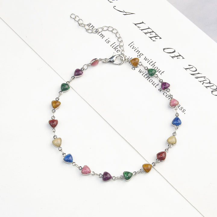 Heart-Shaped Beaded Anklet Bowlift