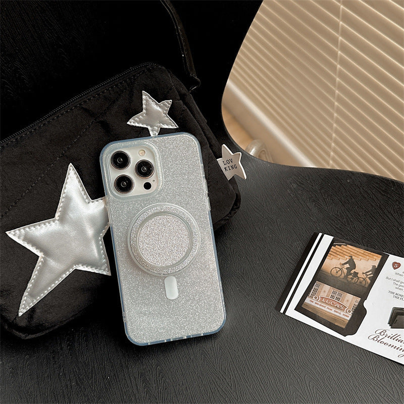Glitter Magnetic Ring Phone Case With Magsafe-Compatible Ring Stand
