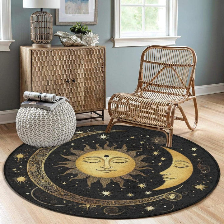 Artistic Celestial Theme Round Rug