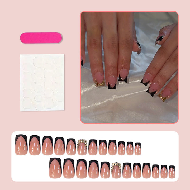 Acrylic nail set with elegant French design and glamorous accents Bowlift