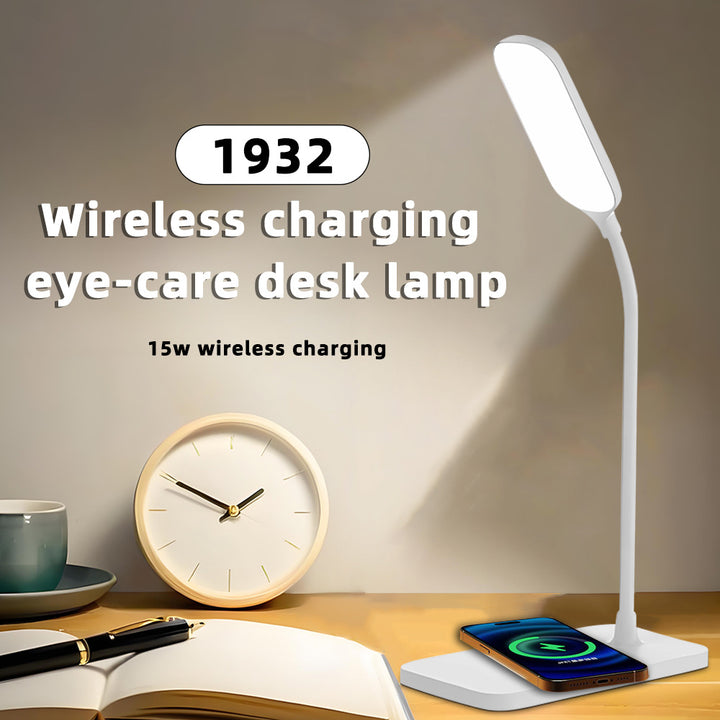 Wireless Charging LED Desk Lamp with Adjustable Neck Type-C Fast Charge Bowlift