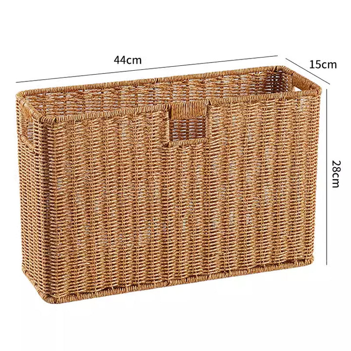 Rectangular Woven Storage Basket with Cut-Out Handles Bowlift