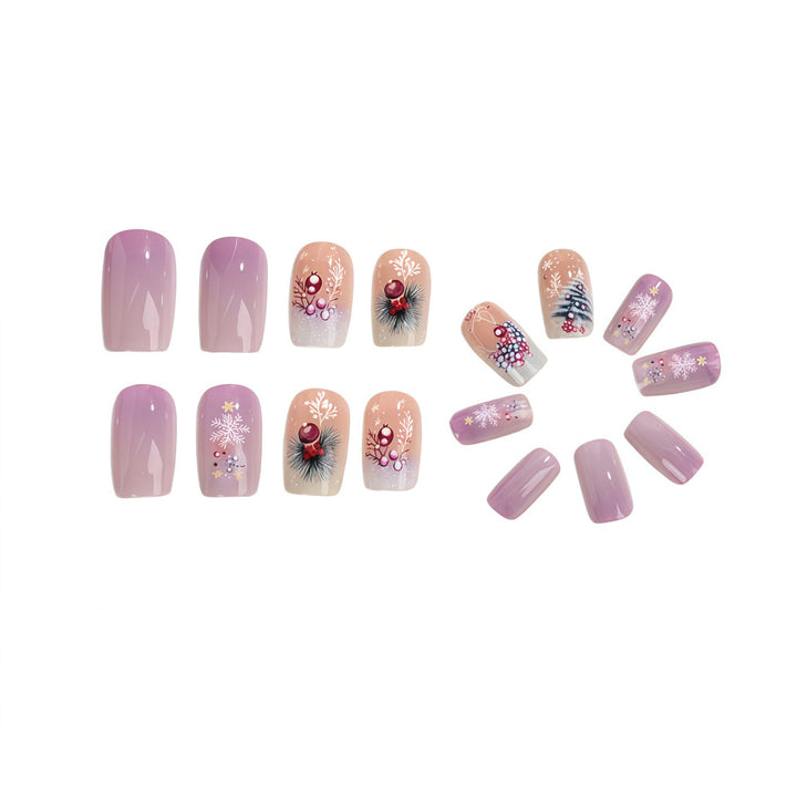 Artificial nails in festive winter design Bowlift