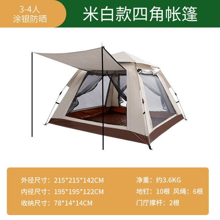 Camping tent with spacious interior and expandable sun protection Bowlift