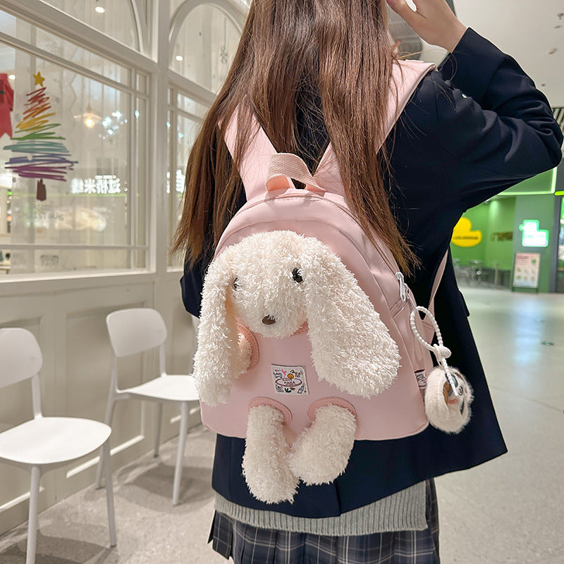 Plush Rabbit-Themed Backpack Bowlift