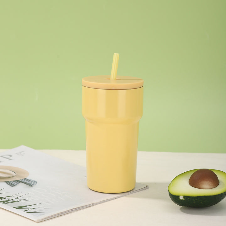 Unisex Insulated Drinking Cup with Dust Protection Lid and Straw Bowlift