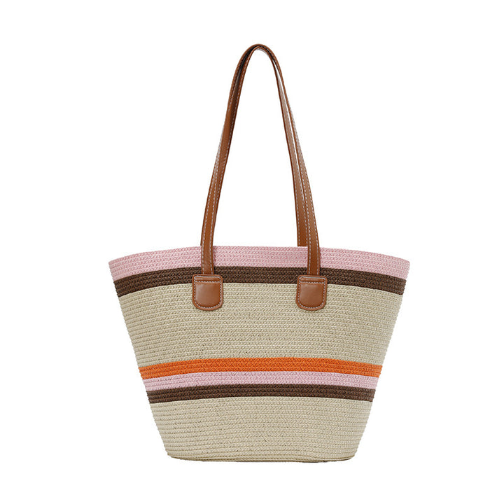 WoColorful Straw Beach Tote Bag Bowlift