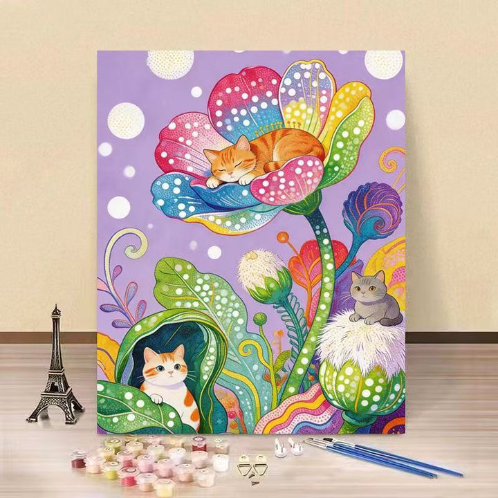 Cat-Themed DIY Paint by Numbers Canvas Kit Bowlift