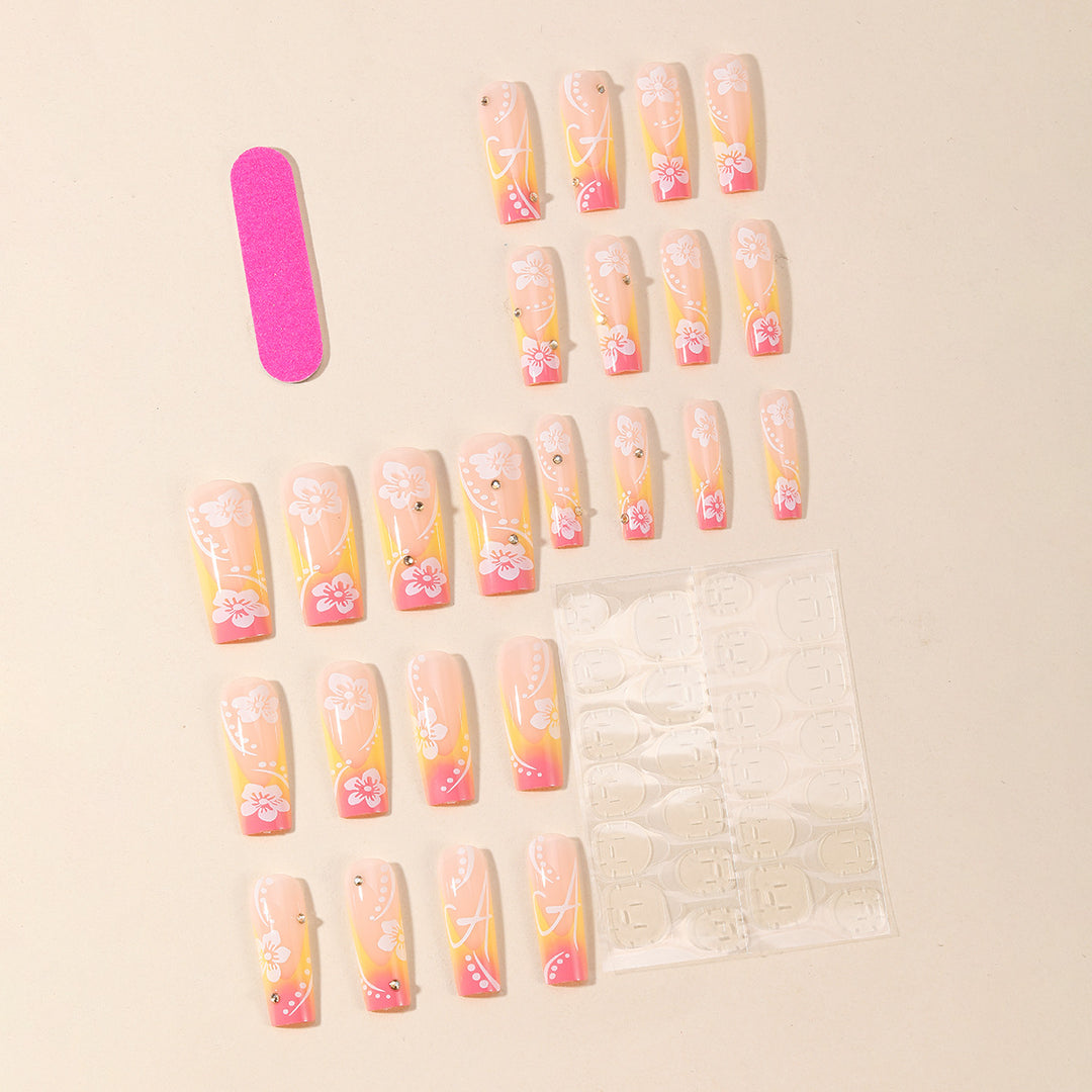 Floral-Themed Acrylic Nail Art Extensions Bowlift