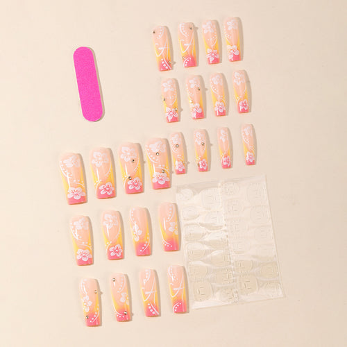 Floral-Themed Acrylic Nail Art Extensions Bowlift