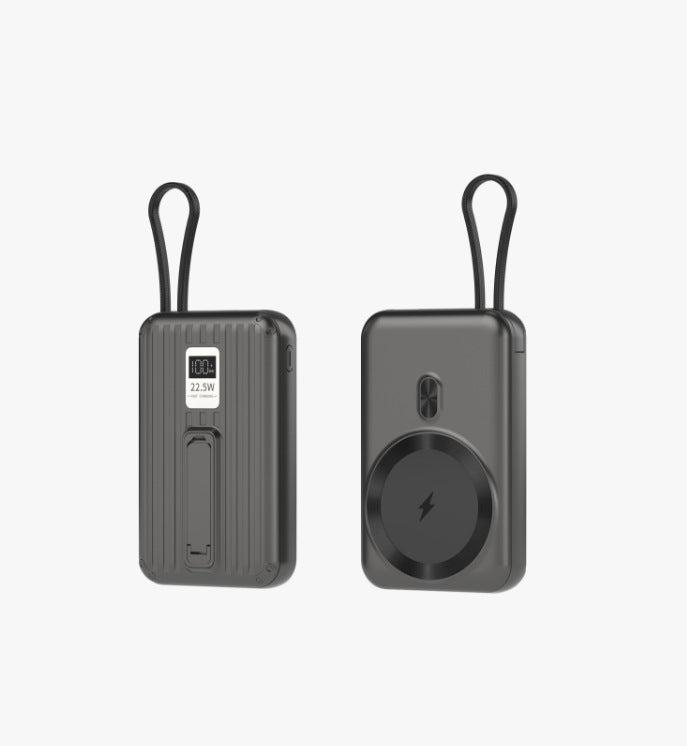 Portable power bank with integrated magnetic charger and digital display Bowlift