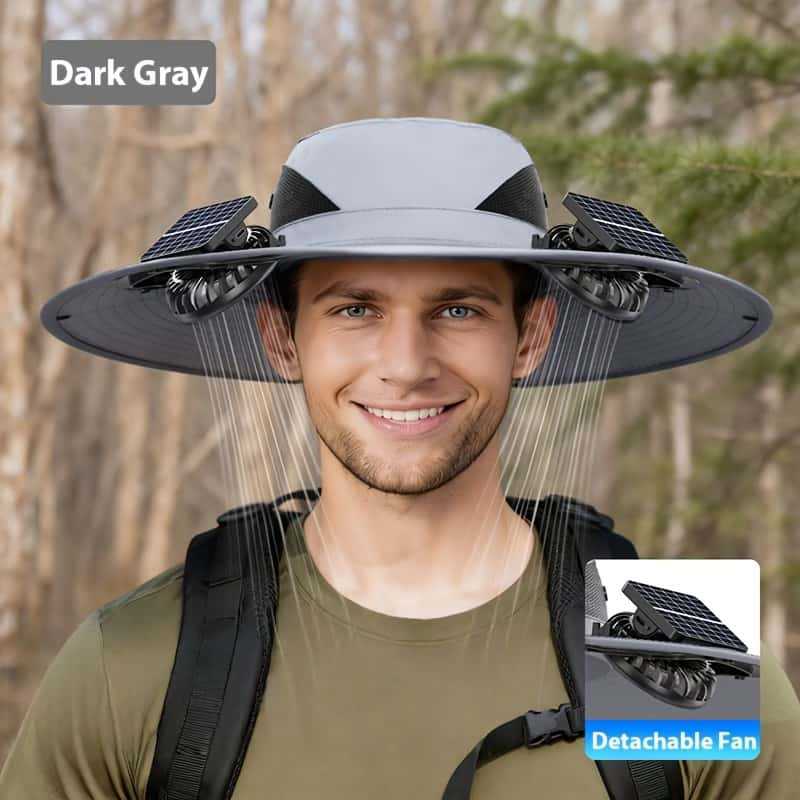 UV-Protect-Sun Hat with removable face and neck protection, integrated solar fan and breathable mesh Bowlift